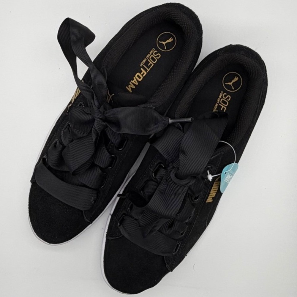 Puma Vikky Ribbon Women's 8.5 Black Solid Regular Fit Modern Elegant Coquette - Picture 11 of 15
